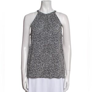 Diane Von Furstenberg silk blend black/white print halter top blouse Size M